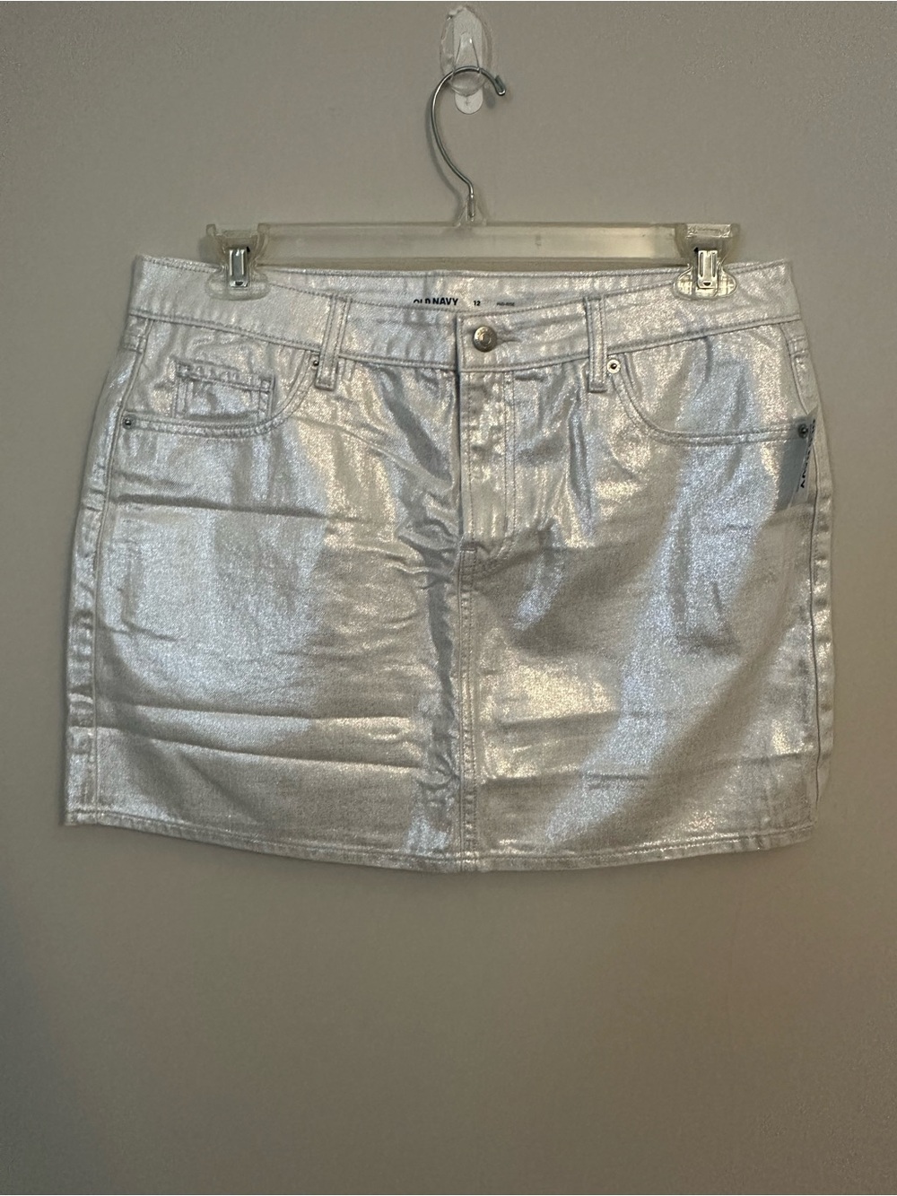 Old Navy Silver Metallic Mini Skirt